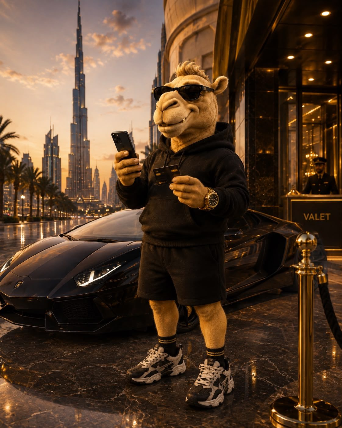 Broke Camel at a luxury dinner table